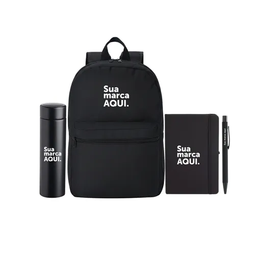 Nylon 17L + Caderneta Percalux + Caneta Metal + Garrafa Térmica 500ml-KT-155