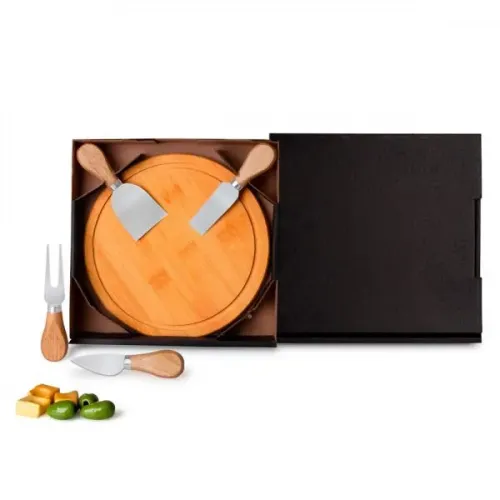 CONJ. PARA QUEIJO EM BAMBU / MADEIRA / INOX - 5 PÇS-PD-15M43