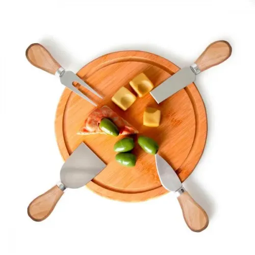 CONJ. PARA QUEIJO EM BAMBU / MADEIRA / INOX - 5 PÇS-PD-15M43-SM