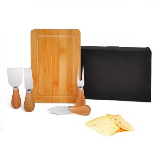 CONJUNTO PARA QUEIJO EM BAMBU/MADEIRA/INOX - 5 PÇS-PD-47M43-SM