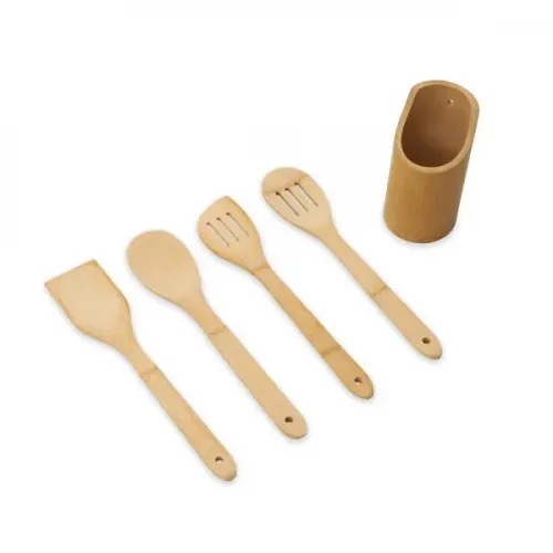 CONJUNTO DE UTENSÍLIOS EM BAMBU - 5 PÇS-PU-00253