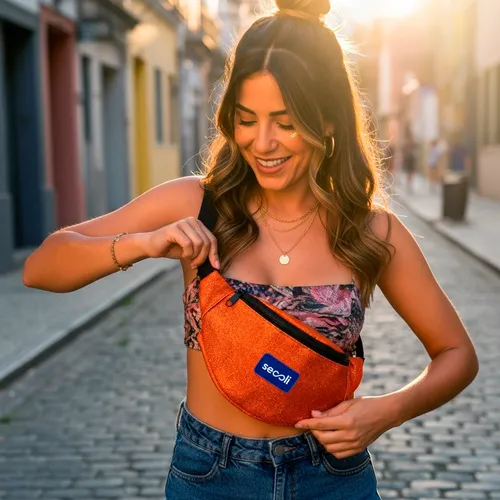 Pochete meia lua com zíper frontal e cinto ajustável com fecho de engate-*POC-1901A