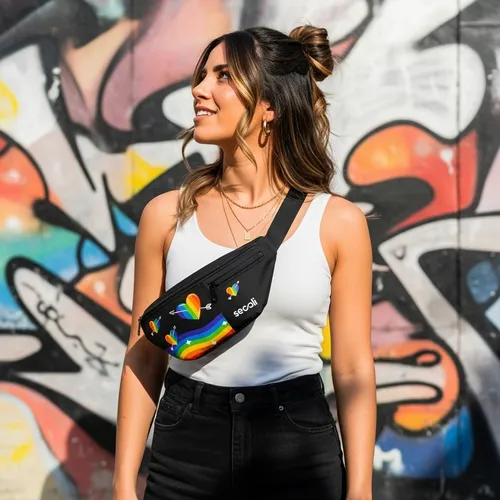 Pochete meia lua expandida com zíper superior amplo e bolso frontal-*POC-12117