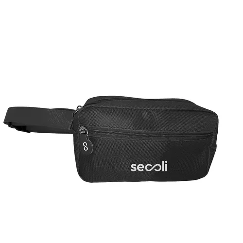 Pochete retangular dupla com zíper superior, bolso frontal e cinto ajustável-POC-13147