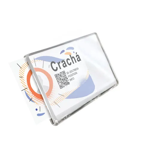 Porta crachá em acrílico com alfinete 60x35 mm-LN17PC6035