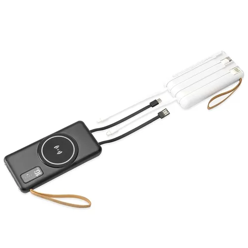 Power Bank 10.000mAh com Carregamento via Indução ou via Cabo-09145