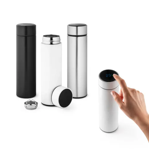 ROSSI. Garrafa em aço inox de parede dupla térmica, isolada a vácuo 450 mL-94069