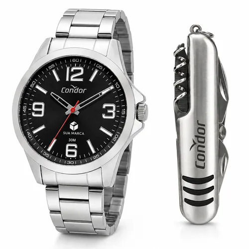 Relógio Condor Personalizado - Masculino 45mm com Canivete-CO2035NCE/K4P
