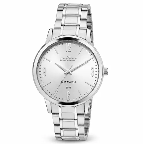 Relógio Condor Personalizado - Unissex Mostrador Prata e Pulseira em Aço-CO2035NLH/4K