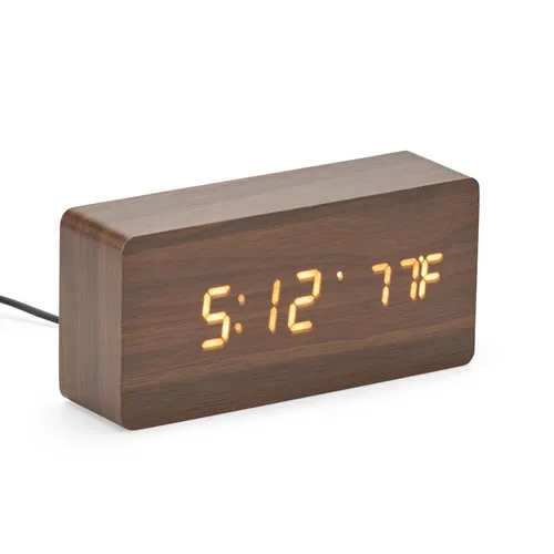 Relógio Despertador de Madeira Com Painel LED-18563B