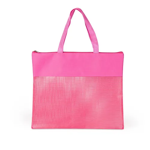 SACOLA DE MÃO EM NYLON 600 E TELA SANET - ROSA-CS-03029