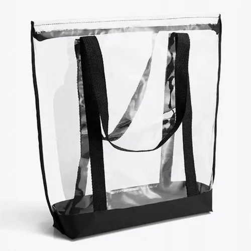 SACOLA TRANSPARENTE EM PVC / NYLON 600 - PRETA PRETO-CS-03001-PRE