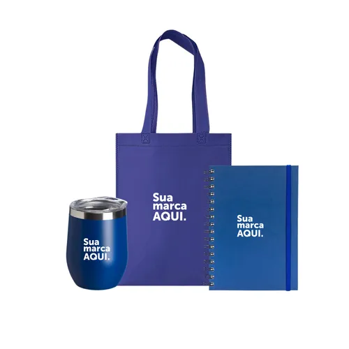 Sacola de TNT + Planner Cromato Anual + Copo Térmico Inox 320ml-KT-205