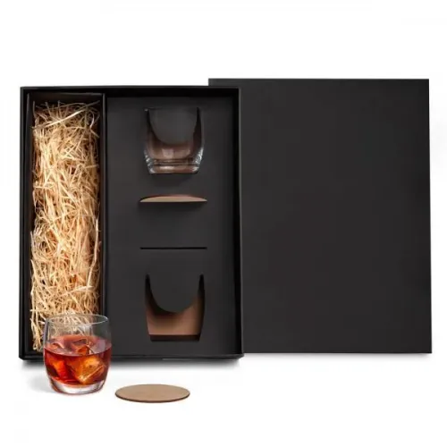 JOGO DE COPOS DE VIDRO P/ WHISKY 330 ML COM PORTA COPO-VI-18522