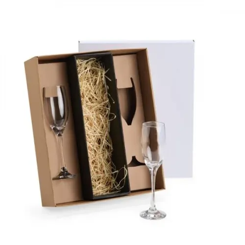 JOGO DE TAÇAS DE VIDRO P/ CHAMPAGNE 190 ML - 2 PÇS - NÃO ACOMPANHA A GARRAFA-VI-18712-BCO