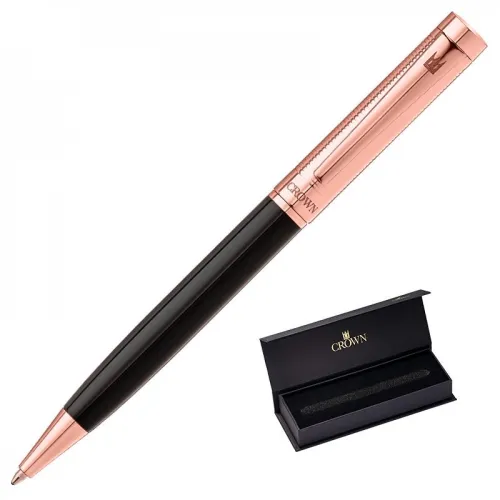 CANETA CROWN OPALA ESF OURO ROSA E PRETA-DI12006