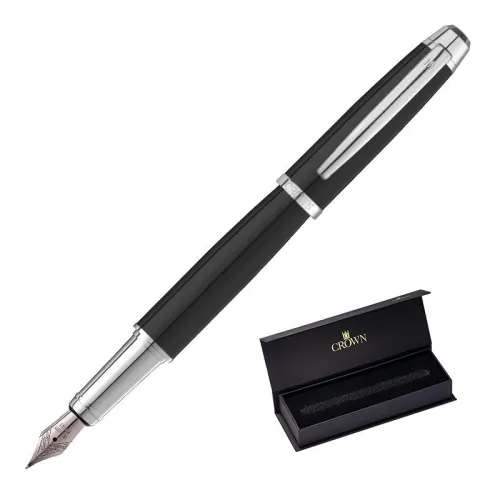 CANETA CROWN DREZDEN SILVER TINT PRETA- KIT-DI39999KT