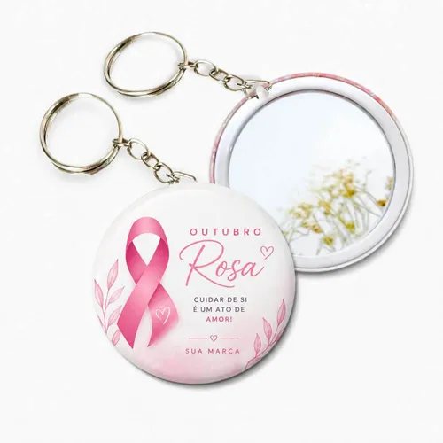Espelho Chaveiro Outubro Rosa Personalizado-FB-EC55ROSA