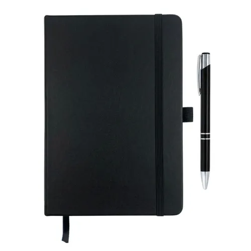 Bloco tipo Moleskine com Caneta Personalizados-FB-KITA5MP