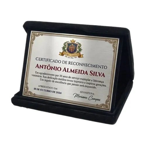 Placa de Homenagem em Inox Escovado 15 x 10 cm-FB-H1510
