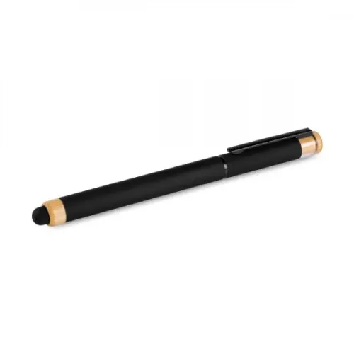 CANETA ROLLER EM ALUMÍNIO RECICLADO / BAMBU - PRETA-CR-92001-900