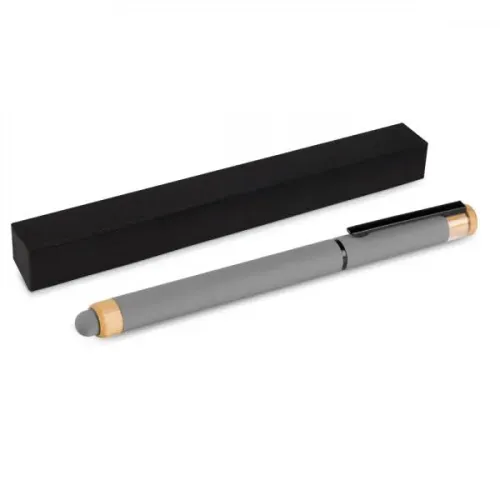 CANETA ROLLER EM ALUMÍNIO RECICLADO / BAMBU - CINZA-CR-92002