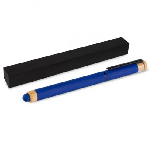 CANETA ROLLER EM ALUMÍNIO RECICLADO / BAMBU - AZUL-CR-92003