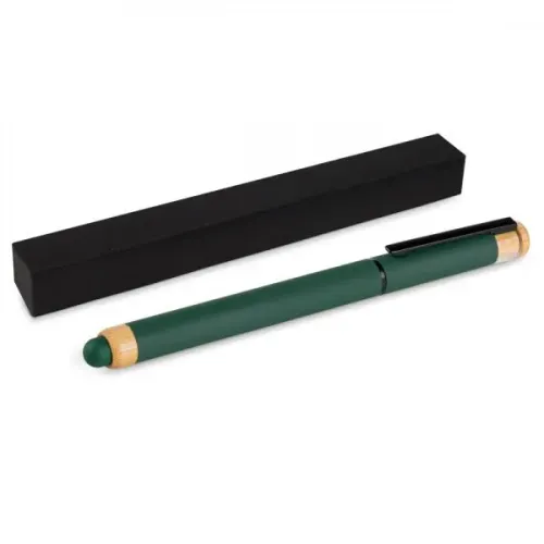 CANETA ROLLER EM ALUMÍNIO RECICLADO / BAMBU - VERDE-CR-92005