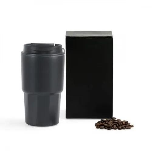 COPO TÉRMICO EM AÇO INOX - PRETO - 450 ML-IC-03401