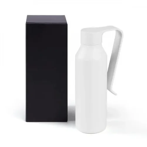 GARRAFA CAMADA DUPLA EM ALUMÍNIO RECICLADO - BRANCA - 450ML-IS-01560