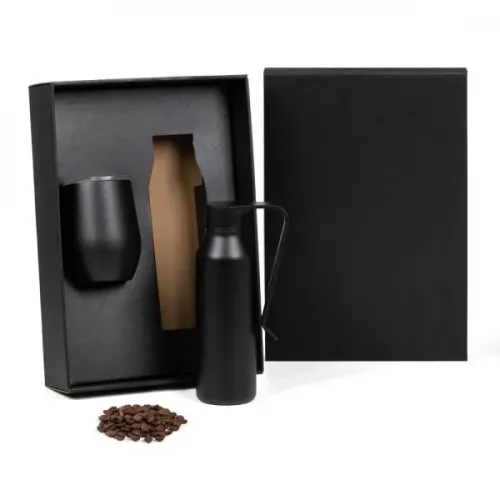 KIT GARRAFA E COPO TÉRMICO - PRETO - 2 PÇS-KT-90579