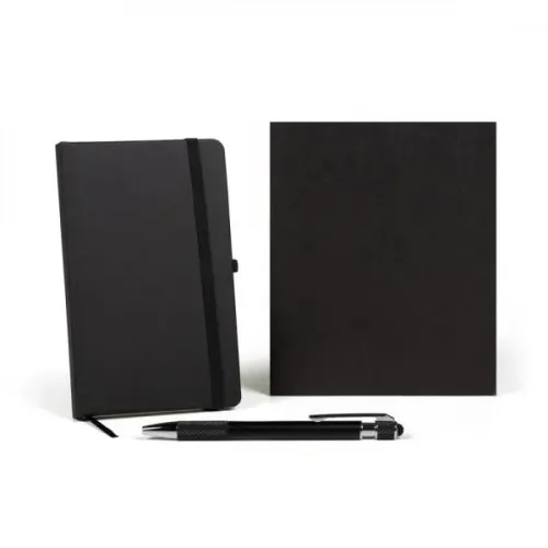 CADERNETA P/ ANOTAÇÕES COM CANETA - PRETO-LE-31901