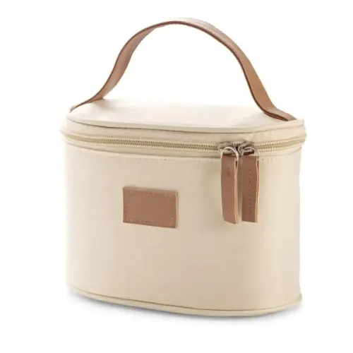 BOLSA P/ COSMETICOS EM MICROFIBRA - BEGE - 18X12X10 CM-MA-09610