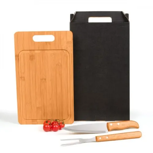 CONJ. PARA CHURRASCO EM BAMBU / MADEIRA / INOX - 3 PÇS-MX-05066