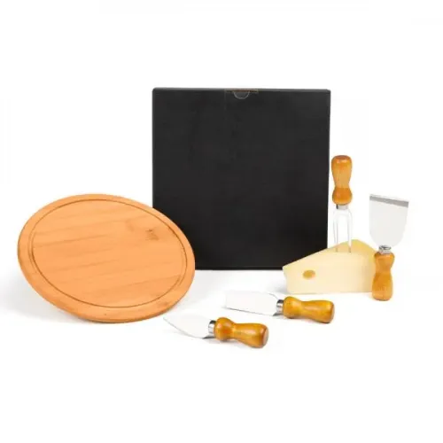 CONJ. PARA QUEIJO EM BAMBU / MADEIRA / INOX - 5 PÇS-PD-15053