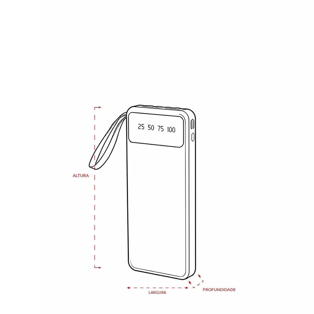 Power Bank 10.000mAh com Lanterna e Multissaídas