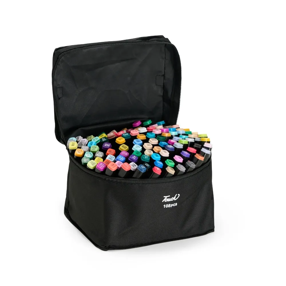 Kit Canetas Marcadoras Pontas Duplas 108 Cores