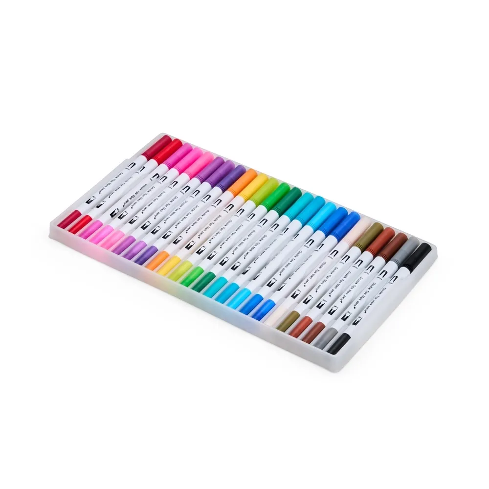 Kit Canetinhas Ponta Dupla Com 24 Cores