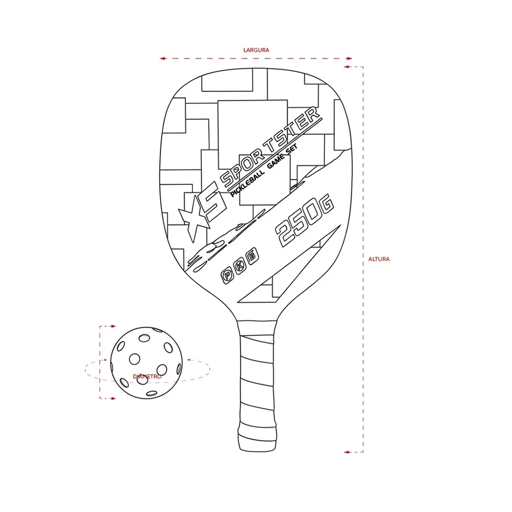 Kit Raquetes Pickleball 3 Peças