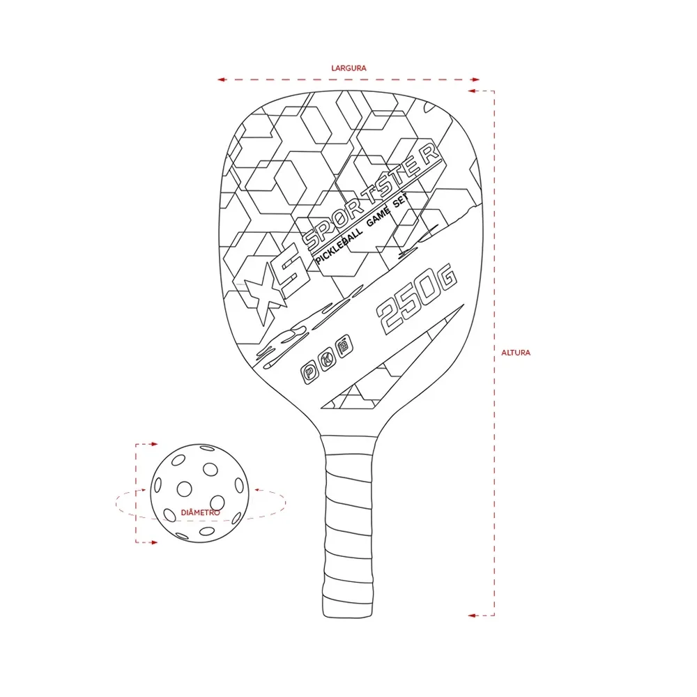 Kit Raquetes Pickleball 6 Peças