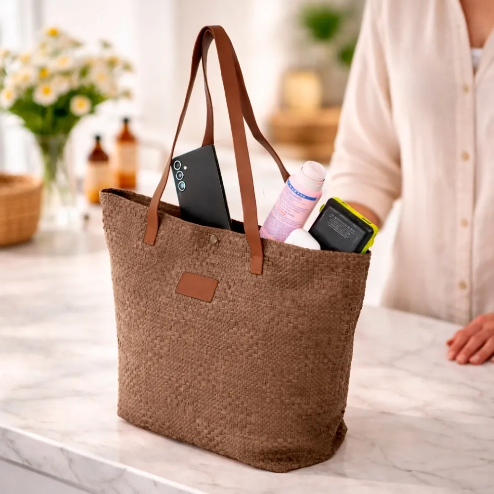 Bolsa Palha Trançada 