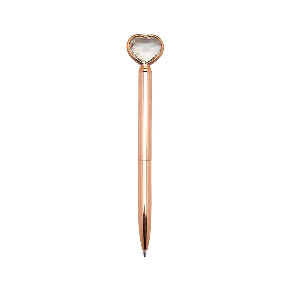 Caneta Metal Coração Diamante