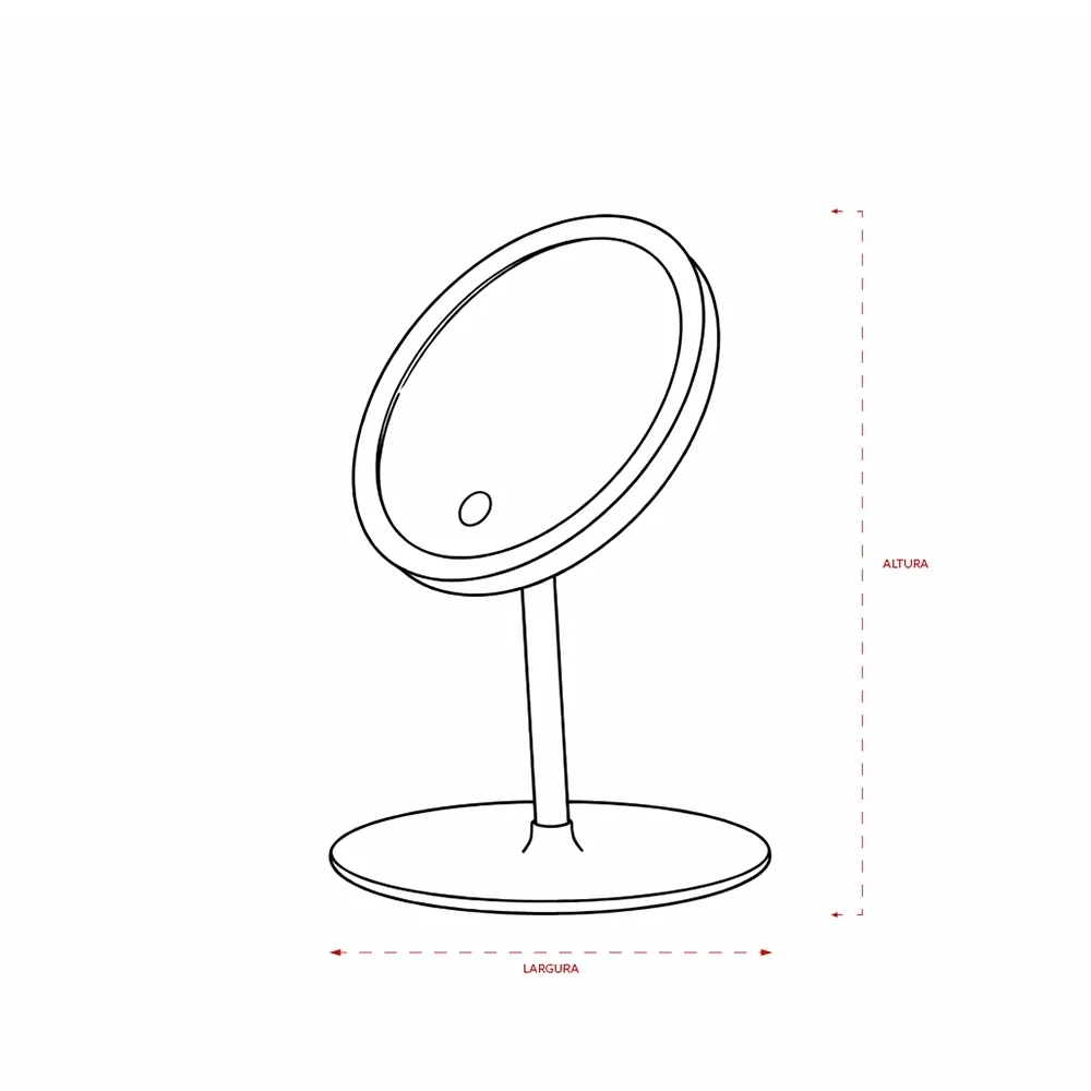 Espelho de Mesa Plástico com LED