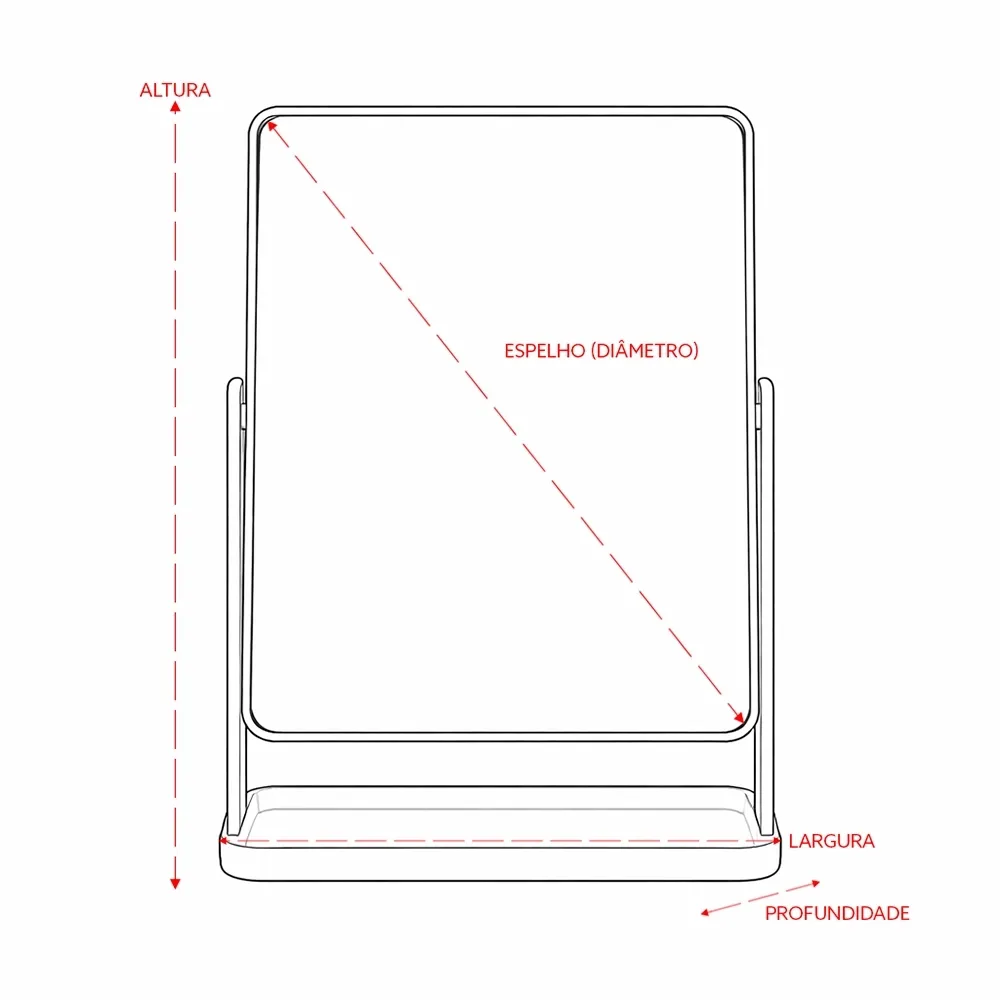 Espelho de Mesa Plástico