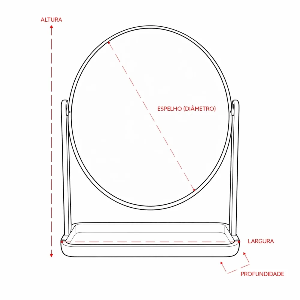 Espelho de Mesa Plástico