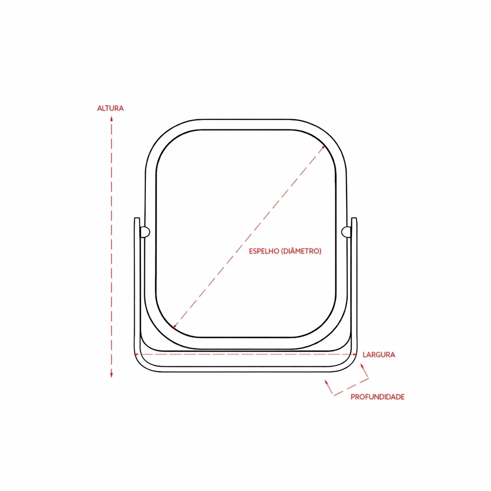 Espelho de Mesa Plástico