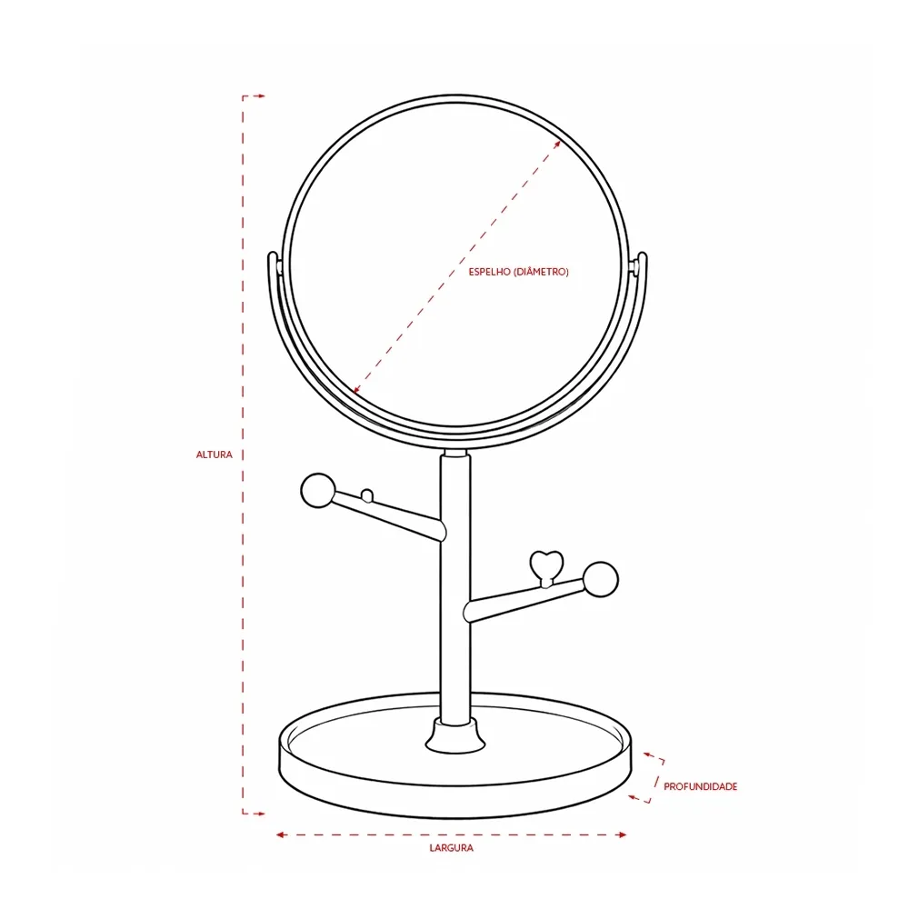 Espelho de Mesa Plástico