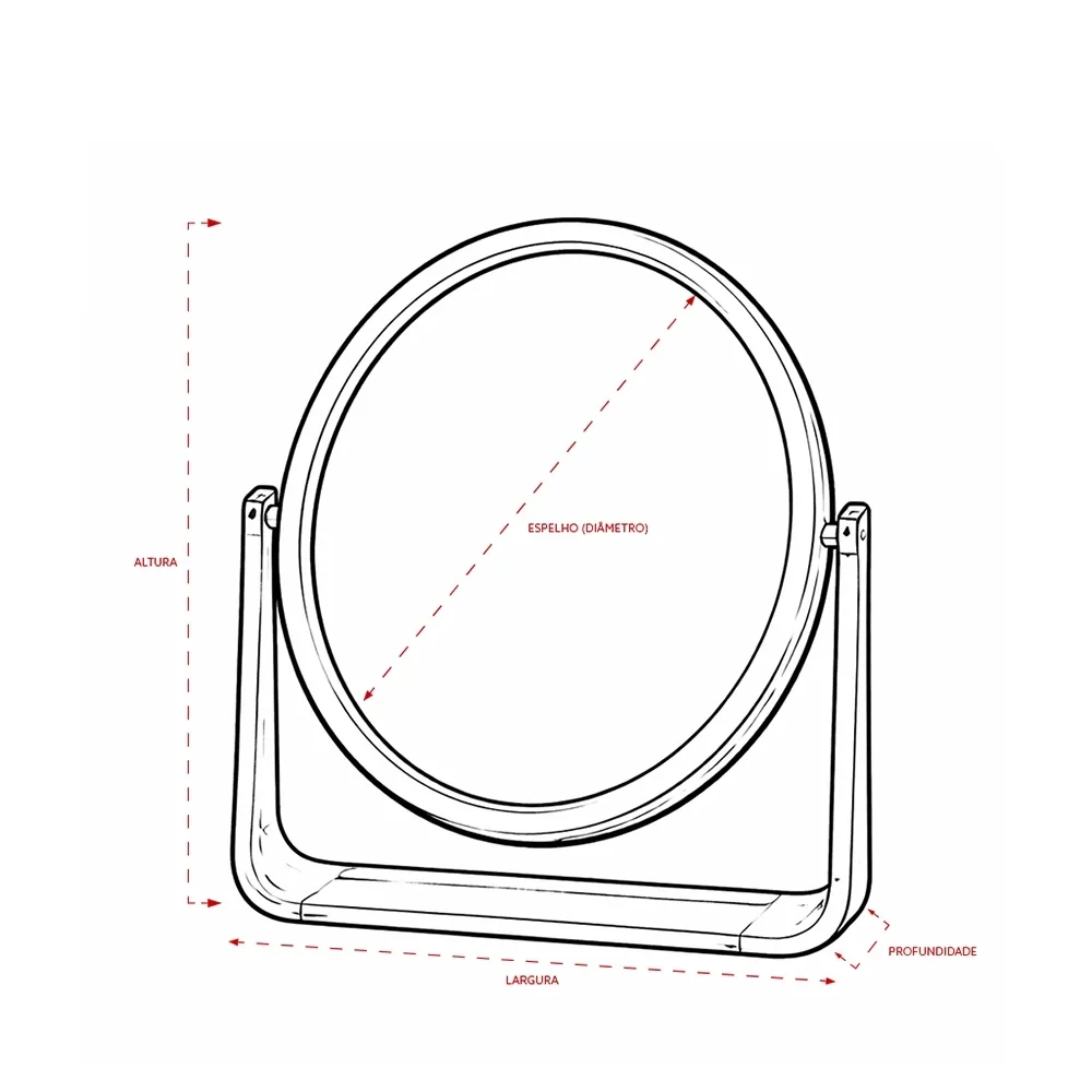Espelho de Mesa Oval Plástico