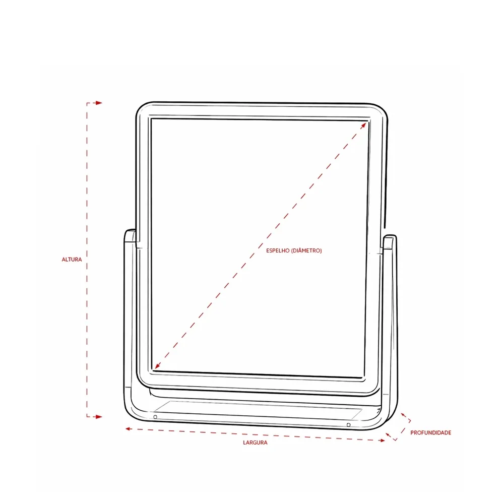 Espelho de Mesa Plástico