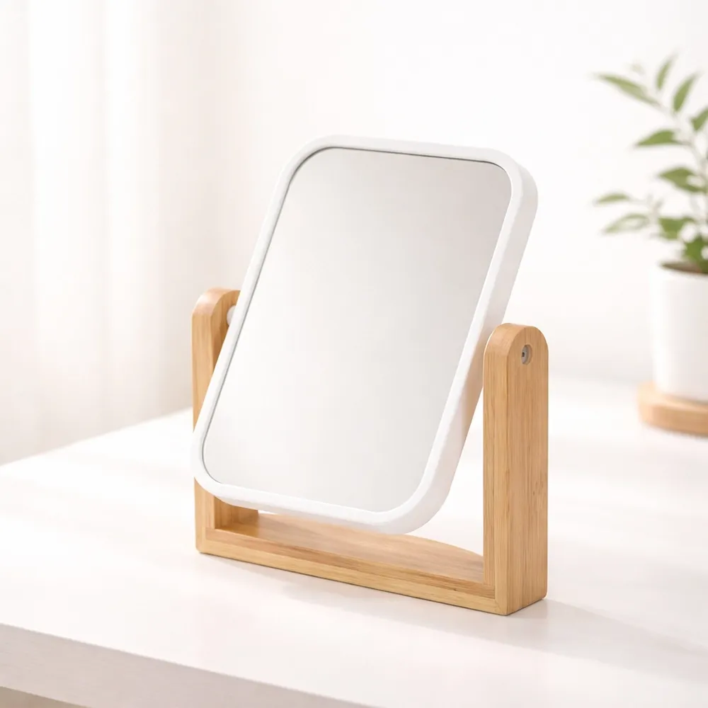Espelho de Mesa Retangular Bambu.